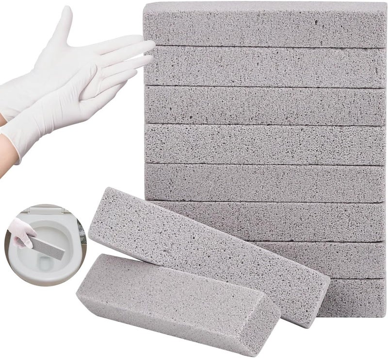 Herda 10 Pack Pumice Stone for Toilet Bowl Cleaning, Powerfully Pumice Stick for Cleaning Hard Water Rings, Calcium Buildup, Rust, Pumice Bar for Toilets, Bathtubs, Grills, Swimming Pools, Sinks - Image 1